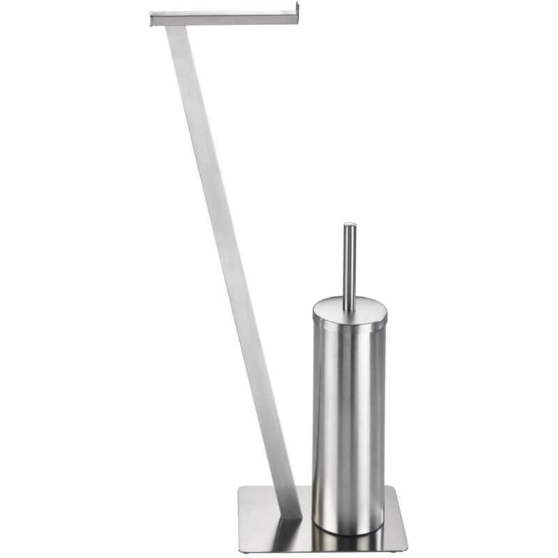 foto del prodotto servitore wc 2in1 lirio, spazzola wc e portarotolo di carta igienica su piedistallo, acciaio inossidabile, 15x68,5x30 cm, opaco - wenko