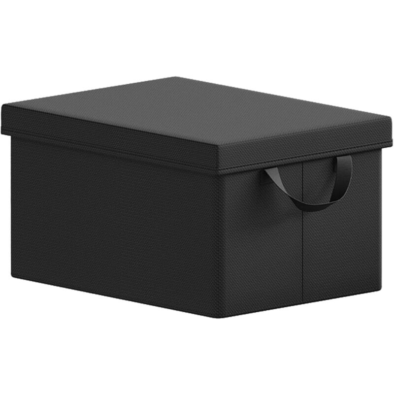 foto del prodotto set 1 scatole portaoggetti box pieghevole cestino contenitore cesta con maniglie in tessuto nero 36l woltu