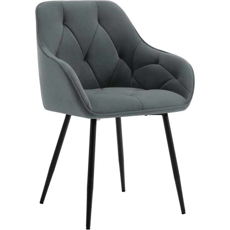 foto del prodotto set 1 sedie moderne da cucina o soggiorno in velluto con gambe in metallo grigio scuro woltu