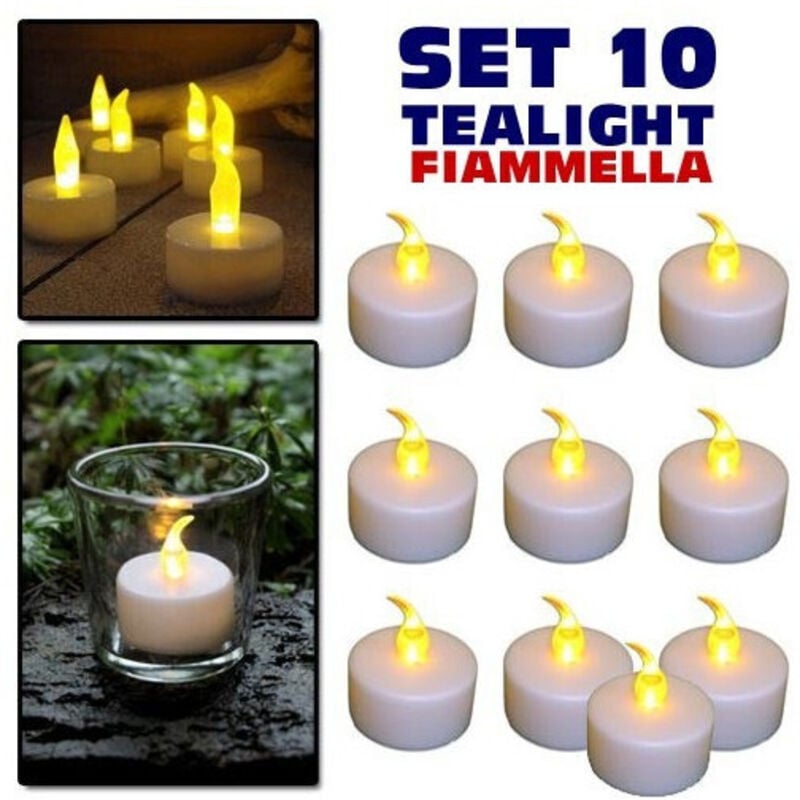 foto del prodotto set 10 candele lanterne tealight tea light elettriche led batteria decorazione trade shop traesio