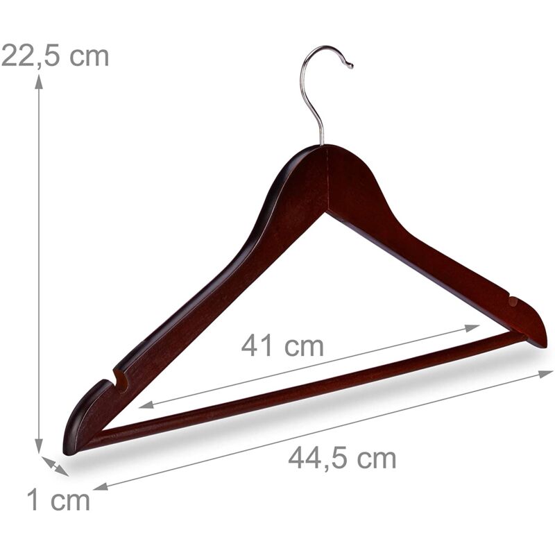 foto del prodotto set 10 grucce in legno con traversa marrone 1300007303