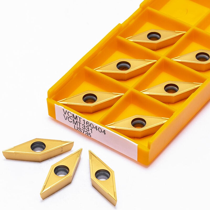 foto del prodotto set 10 inserti per utensili tornio a rombo vcmt160404 us735 placchette inserto