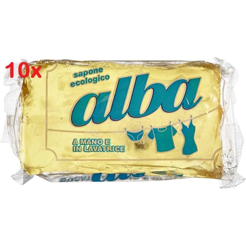foto del prodotto set 10 pezzi alba sapone ecologico bucato a mano e lavatrice solido 400 gr