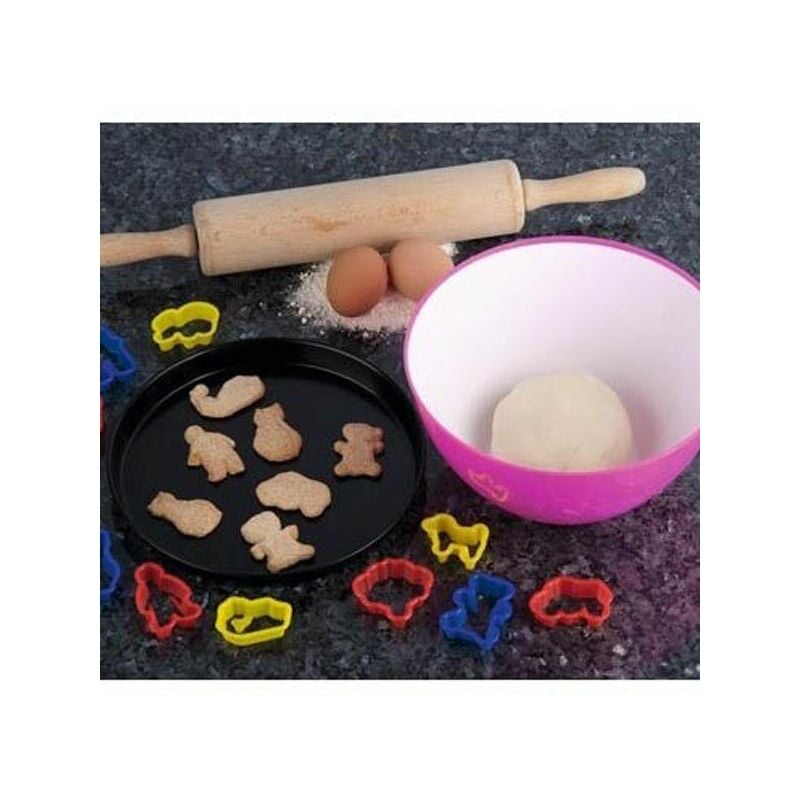foto del prodotto set 10 pezzi formine per biscotti con teglia da forno e mattarello e scodella