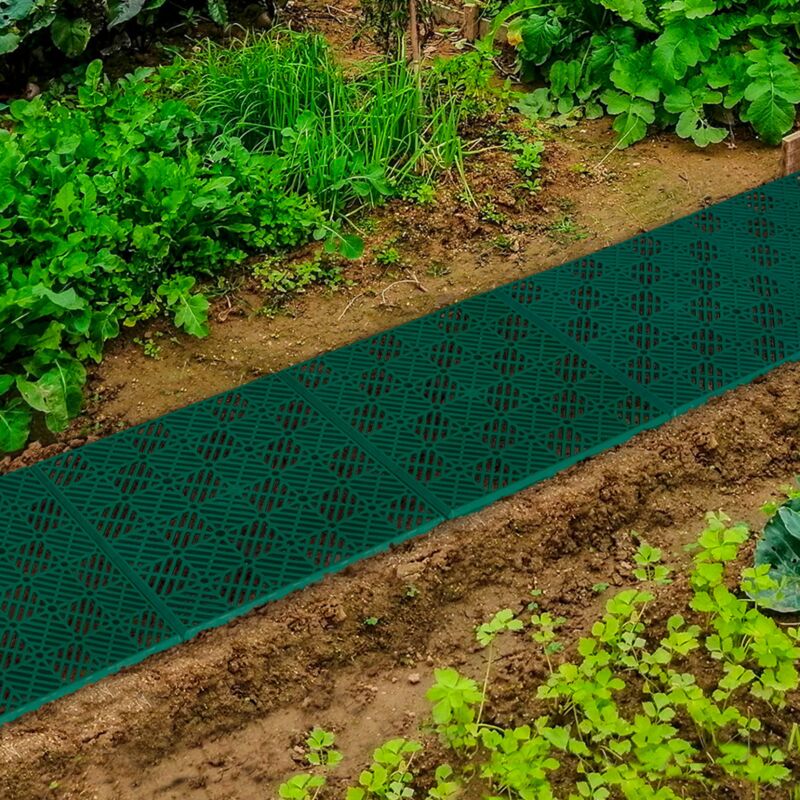 foto del prodotto set 10 pezzi piastrelle plastica pavimento giardino verdi 29,5x29,5 cm