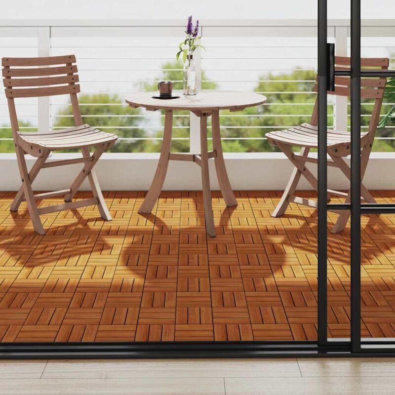 foto del prodotto set 10 piastrelle in legno di acacia per pavimento 30 x 30 cm cod mxl 53489