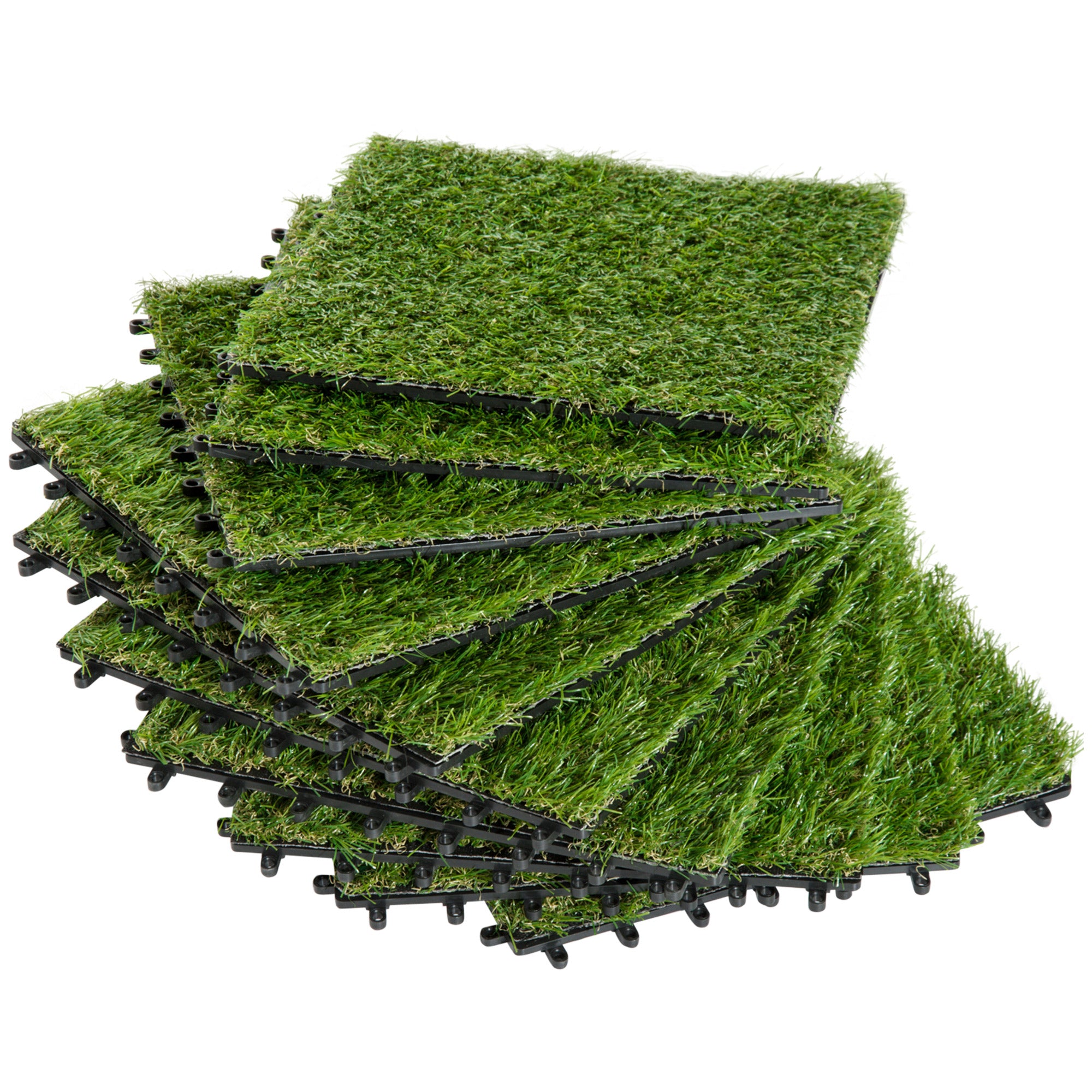 foto del prodotto set 10 piastrelle prato artificiale per giardino densit 6500 30x30 cm erba sintetica verde