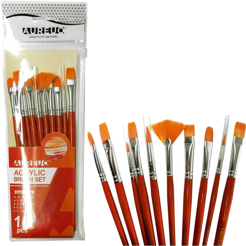 foto del prodotto set 10 pz. pennelli artistici phoenix mix per vernici, pennello a ventaglio