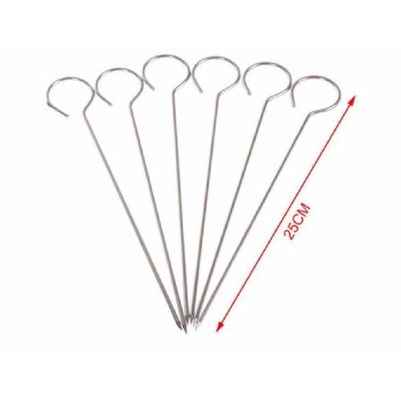 foto del prodotto set 10 spiedini in acciaio inox 25 cm impugnatura uncino per griglia bbq 2406315 trade shop traesio