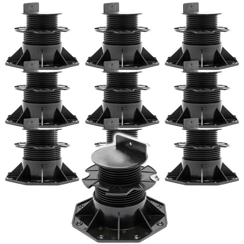 foto del prodotto set 10 supporti per pavimenti galleggianti, altezza regolabile 60 128mm max 2700 kg, pavimenti decking xpotool