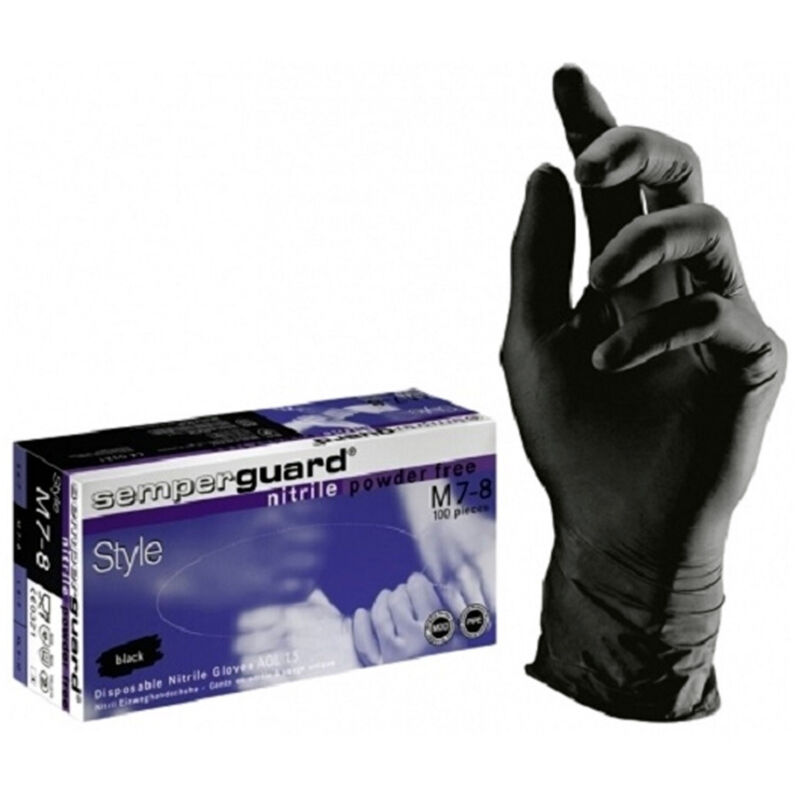 foto del prodotto set 100 guanti da esaminazione usa e getta nitrile nero style polvere ambidestri trade shop traesio
