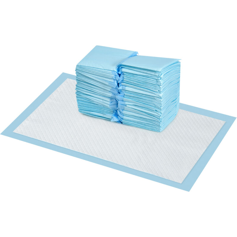 foto del prodotto set 100 tappetini assorbenti cani a 6 strati 45x30 cm blu e bianco pawhut