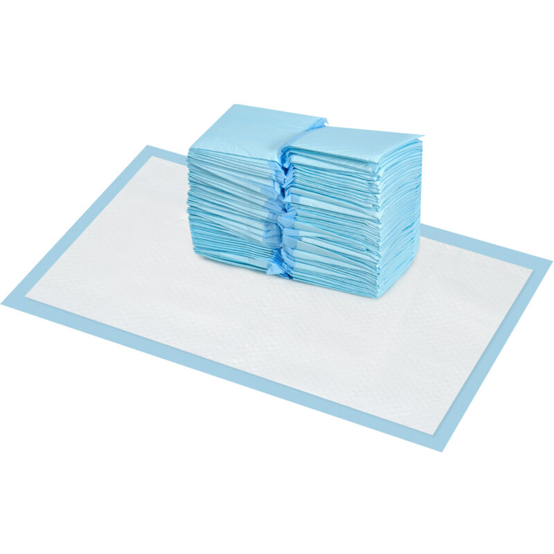 foto del prodotto set 100 tappetini assorbenti cani a 6 strati 45x60 cm blu e bianco pawhut