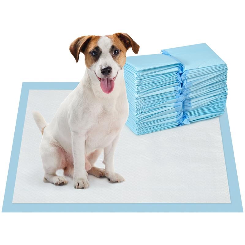 foto del prodotto set 100 tappetini igienici per cani a 6 strati in tessuto non tessuto. carta e pe. 45x60 cm. blu e bianco