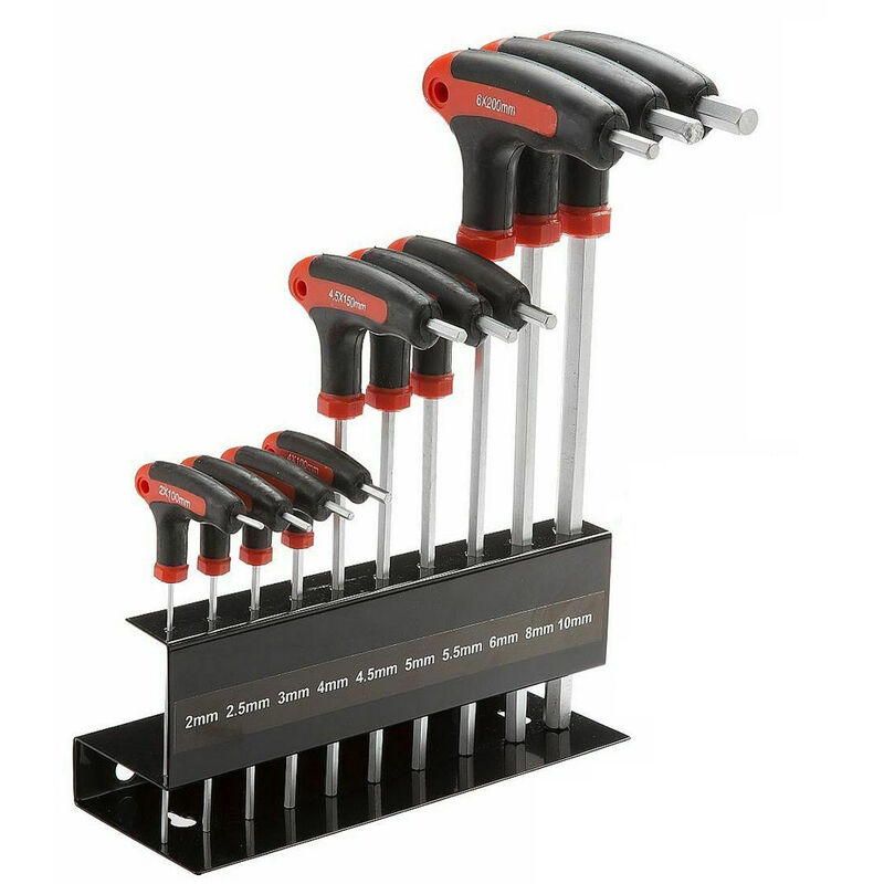 foto del prodotto set 10pz chiavi esagonali cacciaviti a t lunghe 2 10mm ball point punta a sfera