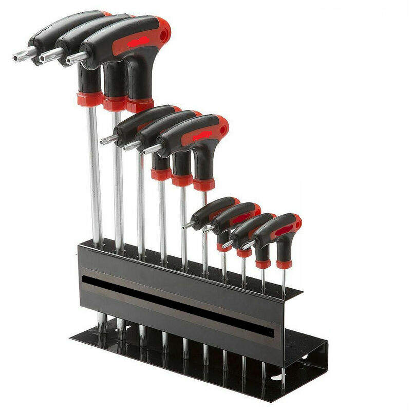 foto del prodotto set 10pz chiavi torx cacciaviti a t lunghe t9 t50 con foro supporto stahlkaiser