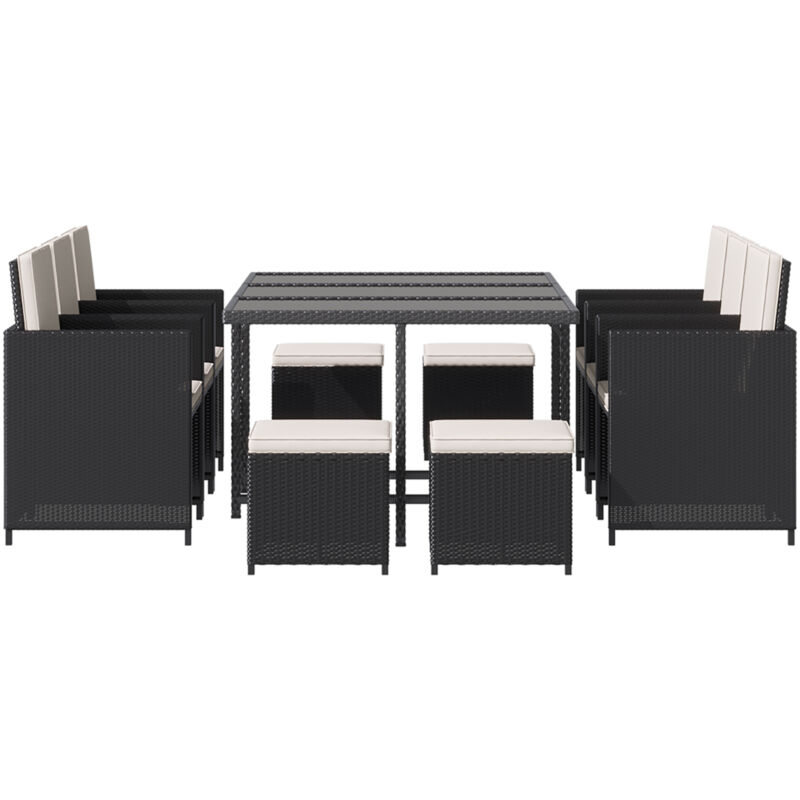 foto del prodotto set 11 pz mobili da giardino in rattan da esterno, nero outsunny