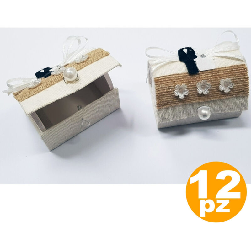 foto del prodotto set 12 bomboniera bomboniere scatolina baule sposo sposa porta confetti wedding - - trade shop traesio