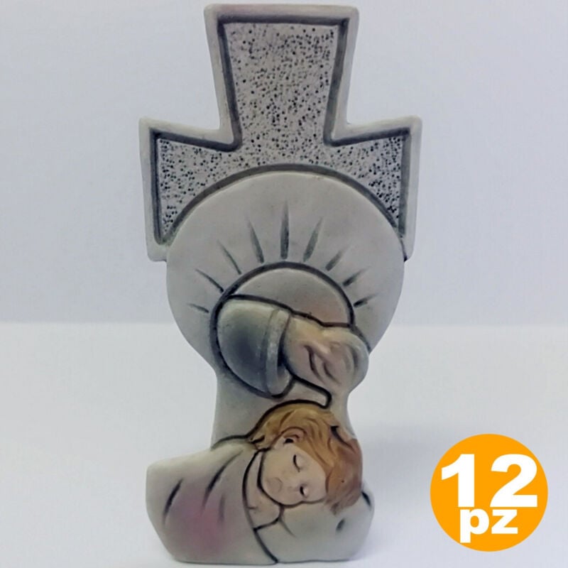foto del prodotto set 12 bomboniere croce battesimo bambina sacramento acqua bianco soprammobile trade shop traesio