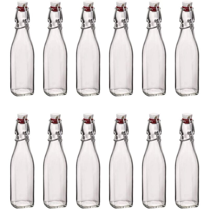 foto del prodotto set 12 bottiglie in vetro swing con tappo a chiusura ermetica 0.250 lt