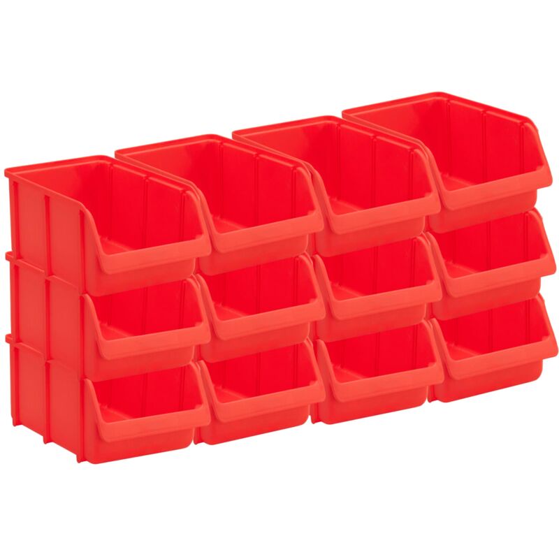 foto del prodotto set 12 cassetti impilabili, cassette portaoggetti, organizer per utensili, elevata stabilità dimensionale e capacità di carico, in polipropilene