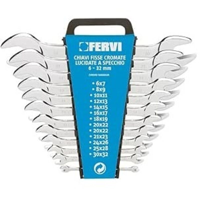 foto del prodotto set 12 chiavi fisse cromate lucide a specchio 6 32mm