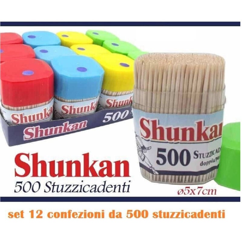 foto del prodotto set 12 confezioni da 500 stuzzicadenti doppia punta stecchini legno cucina - - trade shop traesio