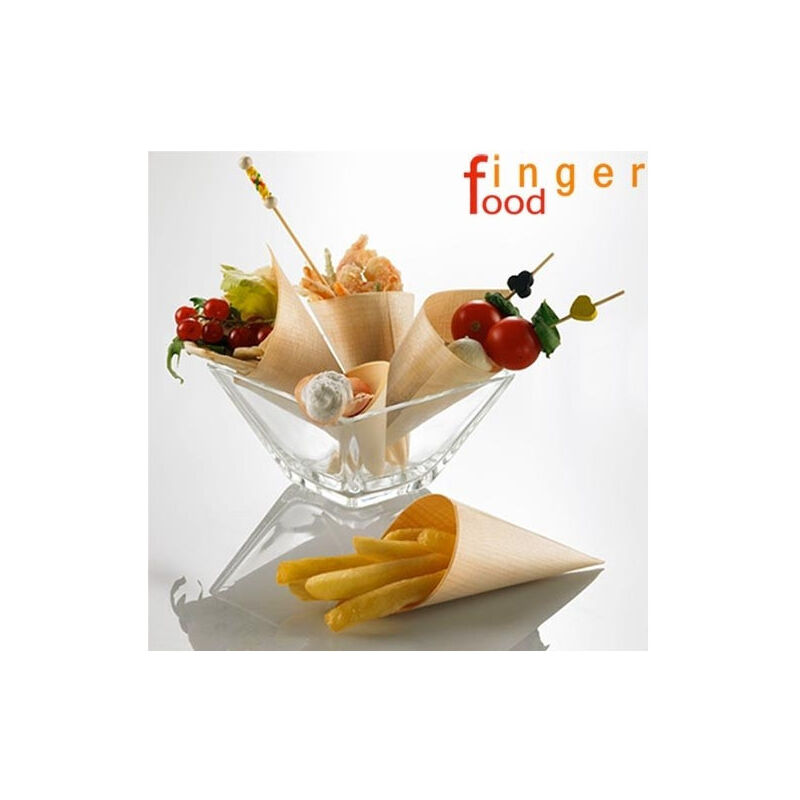foto del prodotto set 12 coni finger food in fibra di pioppo catering aperitivo 17 x 11,5 cm trade shop traesio