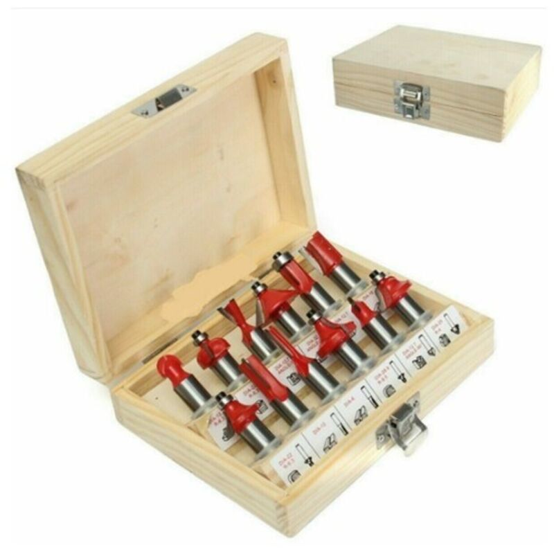 foto del prodotto set 12 frese fresa per legno per scanalare rifilare sanalature fresatrice 8 mm