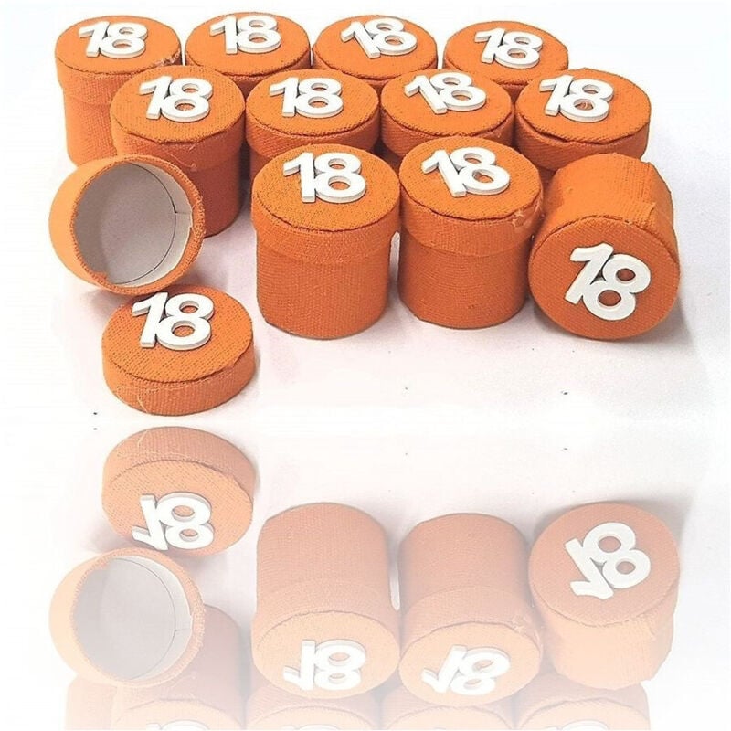 foto del prodotto set 12 pezzi bomboniera bomboniere scatolina arancione 18 anni portaconfetti trade shop traesio