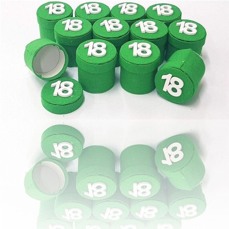 foto del prodotto set 12 pezzi bomboniera bomboniere scatolina verde 18 anni portaconfetti trade shop traesio