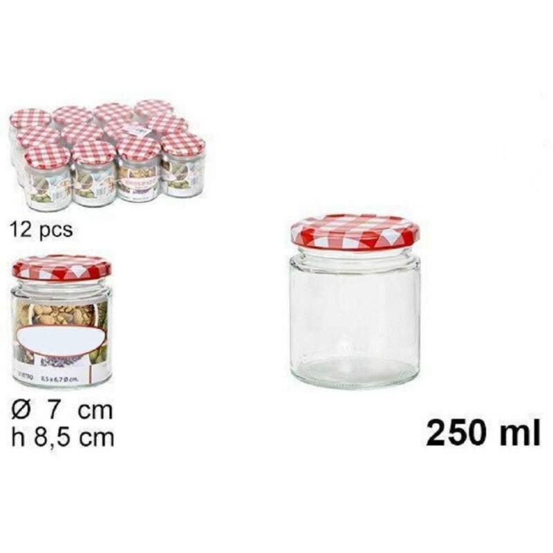 foto del prodotto set 12 pezzi contenitore barattolo in vetro con coperchio barattolini 250ml trade shop traesio