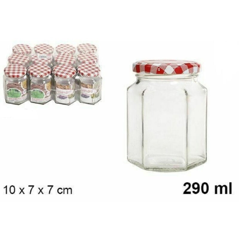foto del prodotto set 12 pezzi contenitore barattolo in vetro con coperchio barattolini 290ml trade shop traesio