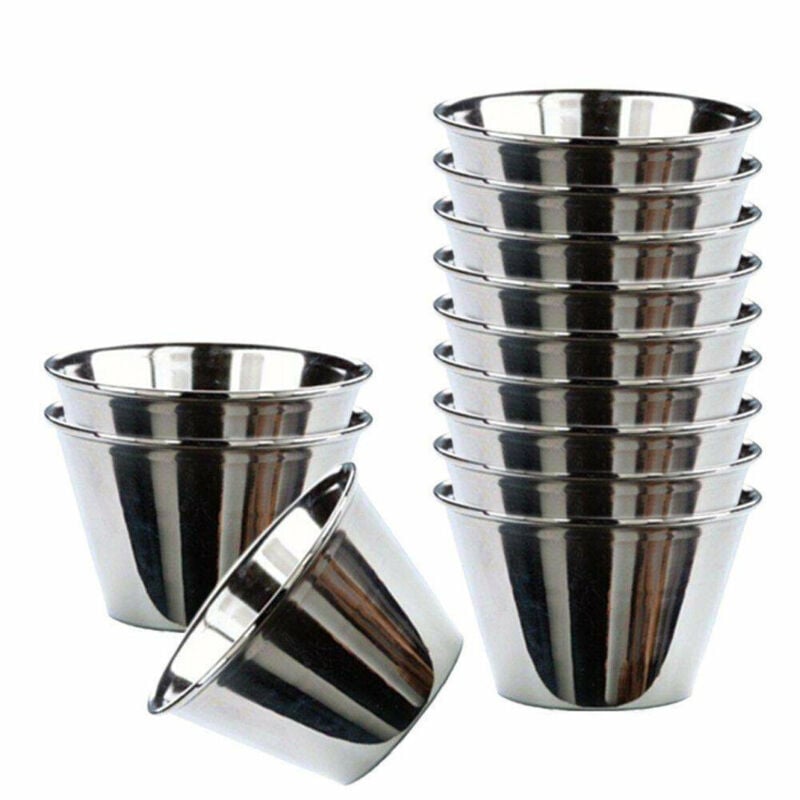 foto del prodotto set 12 pezzi mini stampi in acciaio inox per budini dolci dimensione 9 cm trade shop traesio