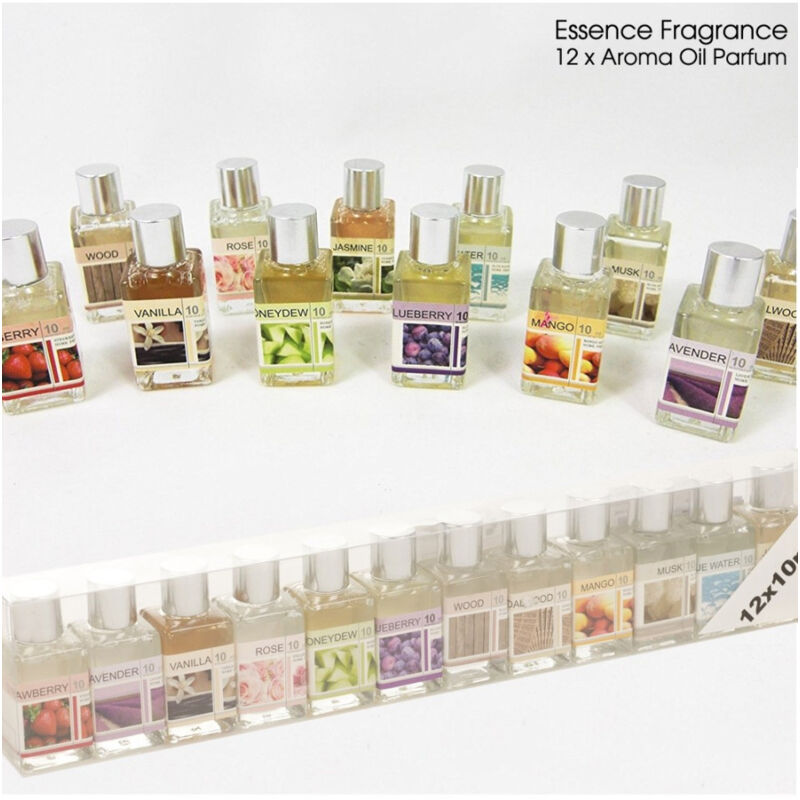 foto del prodotto set 12 profumatori ambiente ricarica olio profumo 10ml assortiti per bruciatore trade shop traesio