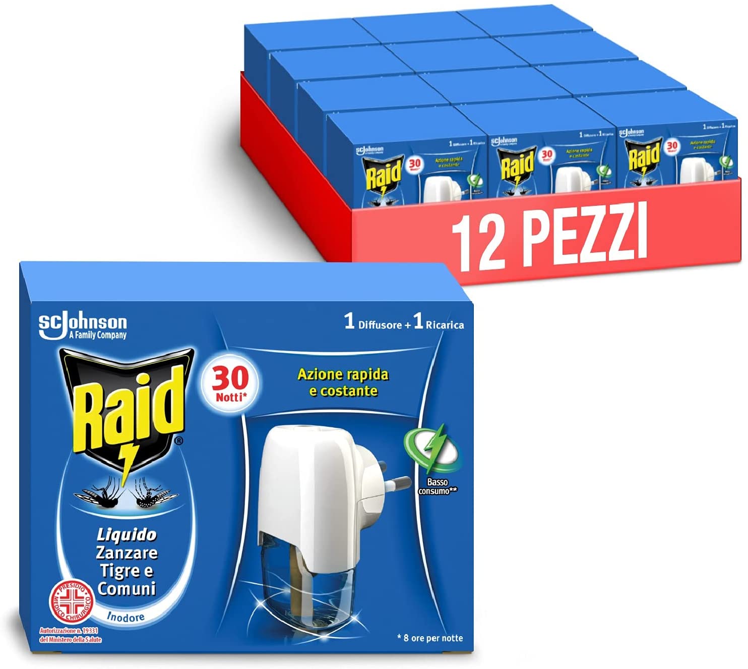 foto del prodotto set 12 raid diffusore più ricarica liquido 30 notti
