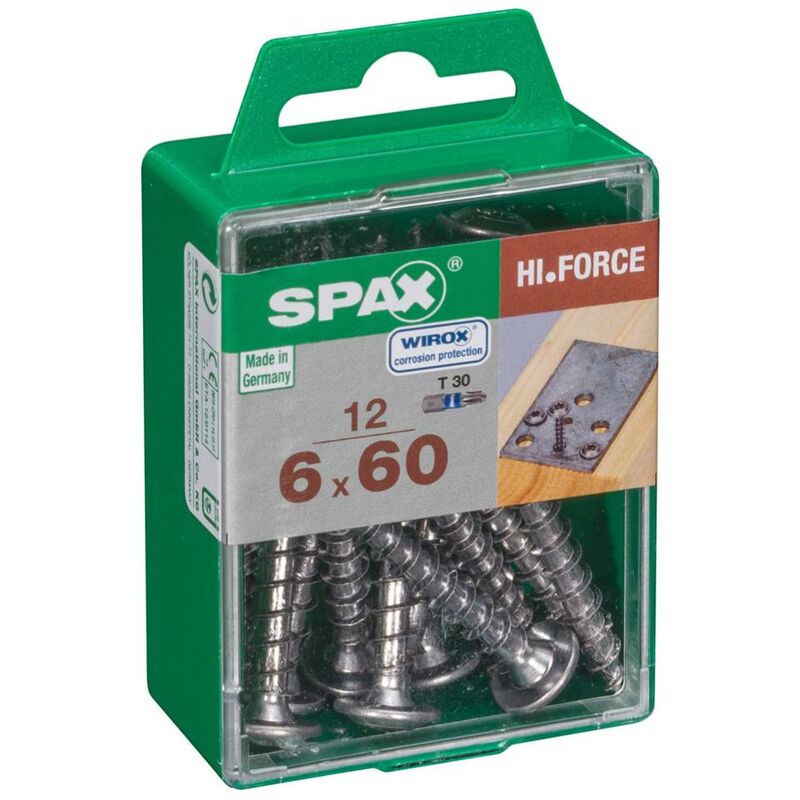 foto del prodotto set 12 viti spax in acciaio testa svasata torx, diam.6 mm x l.60 mm spax