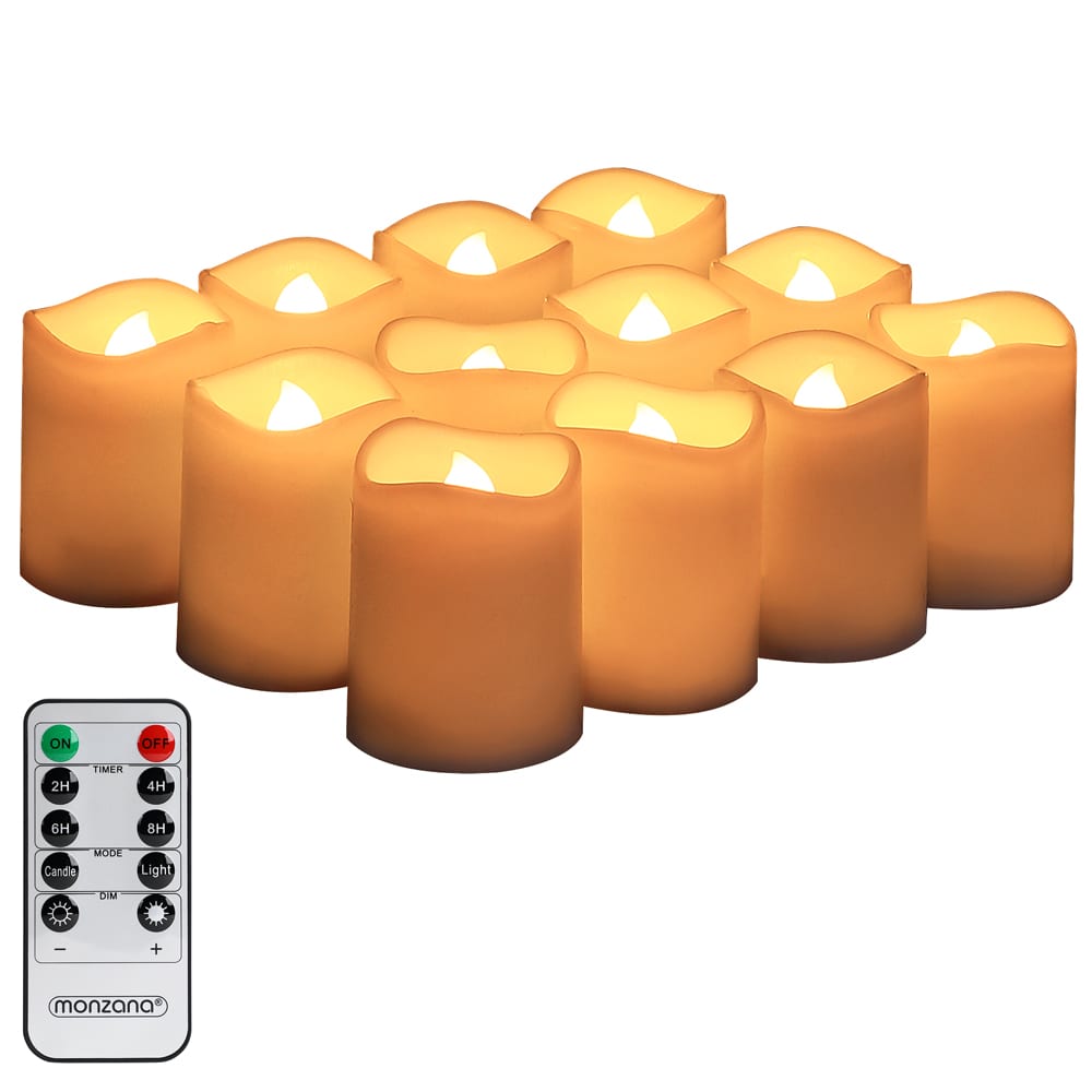 foto del prodotto set 12 x candele led con telecomando gialli