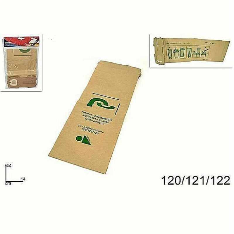 foto del prodotto set 12pz buste sacchetto filtro carta naturale aspirapolvere modelli 120 121 122 trade shop traesio
