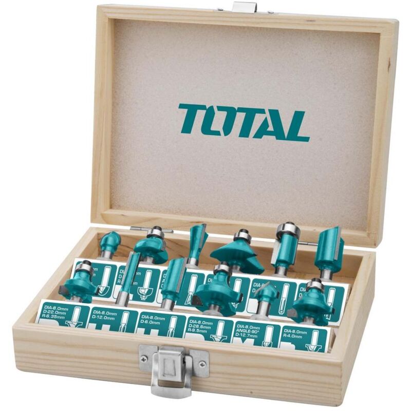 foto del prodotto set 12pz frese per fresatriche diametro stelo 12mm accessori total tottacsr2121