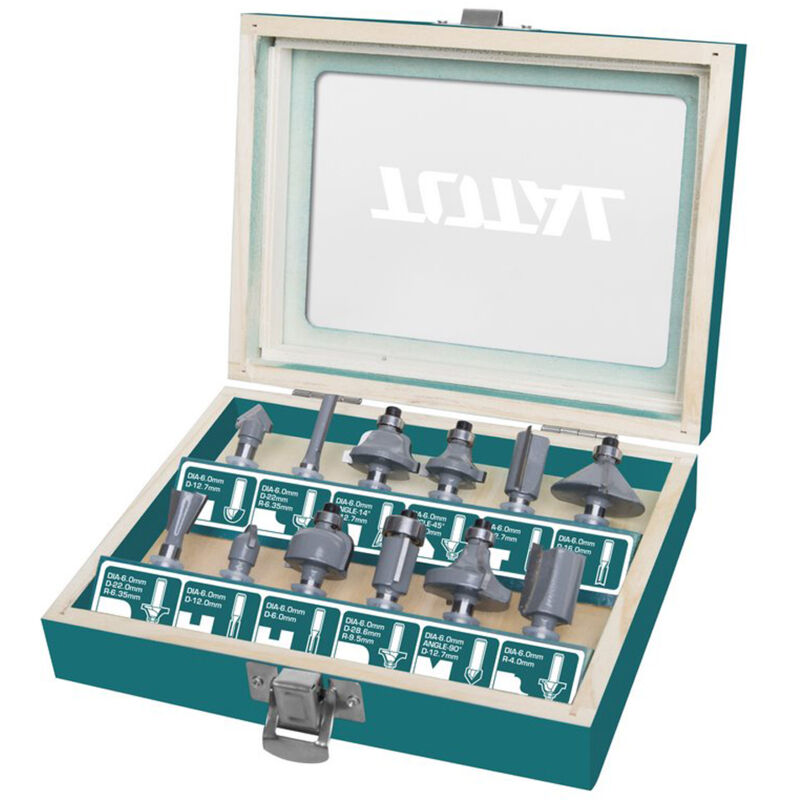 foto del prodotto set 12pz frese per fresatriche diametro stelo 6mm accessori total tottacsr0121