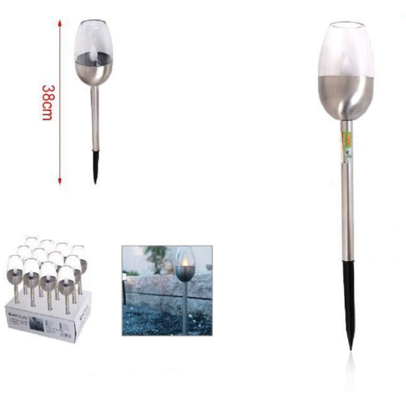 foto del prodotto set 12pz lampada a luce solare led 38 cm con picchetto da giardino torce 2002998 trade shop traesio
