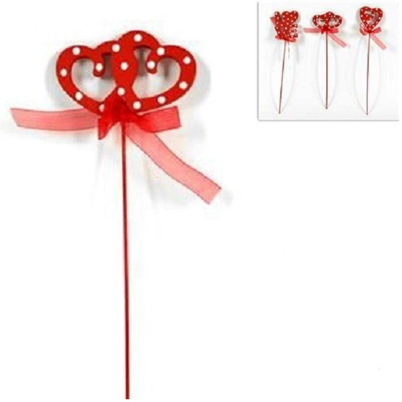 foto del prodotto set 12pz spillone legno con fiocco cuore love 26cm san valentino 3 modelli - - trade shop traesio