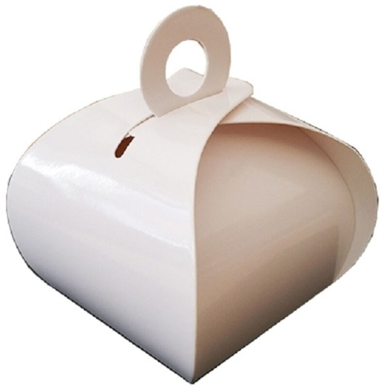 foto del prodotto set 15 bomboniera scatola bianco tortina carta lucida portaconfetti matrimoni battesimo trade shop traesio