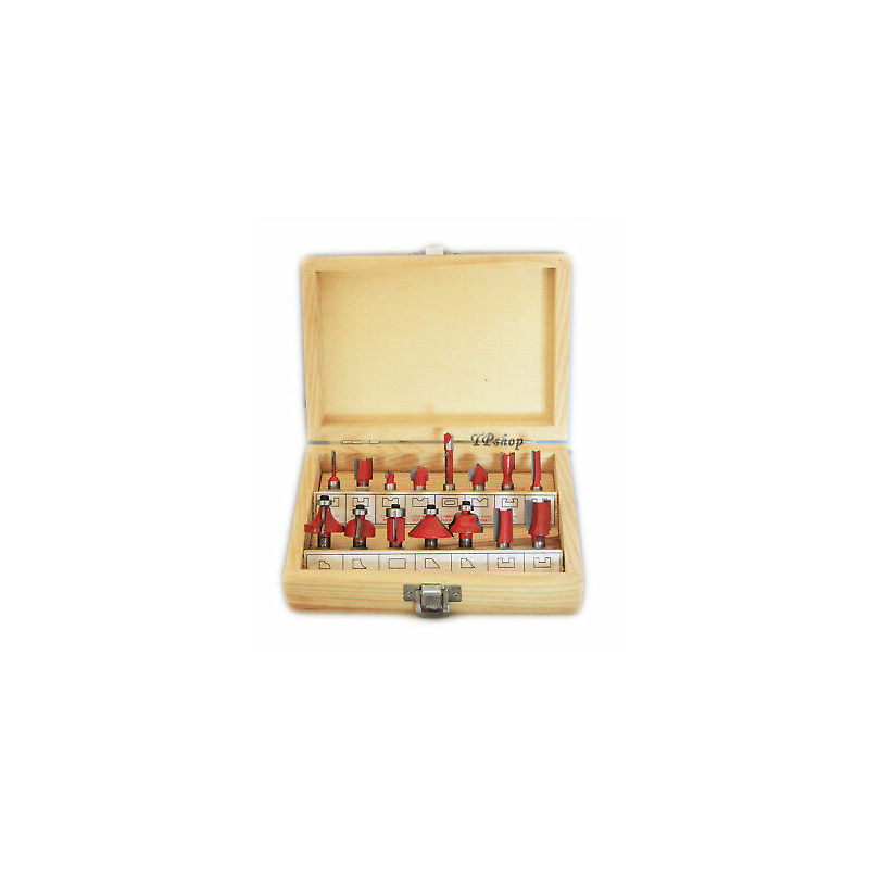 foto del prodotto set 15 frese fresa per legno scanalare rifilare scanalature fresatrice 8mm