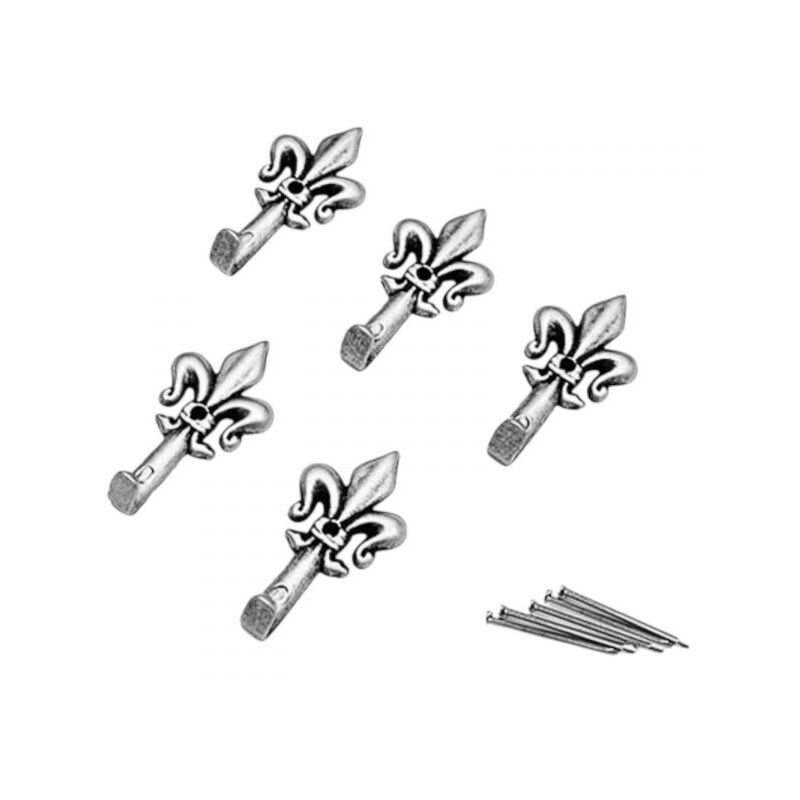 foto del prodotto set 15 ganci argento per quadro forma giglio chiodi da 17mm ganci da 4,5cm 66883