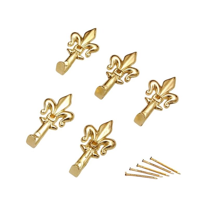 foto del prodotto set 15 ganci oro per quadro forma giglio chiodi 17mm ganci da 4,5cm 66882