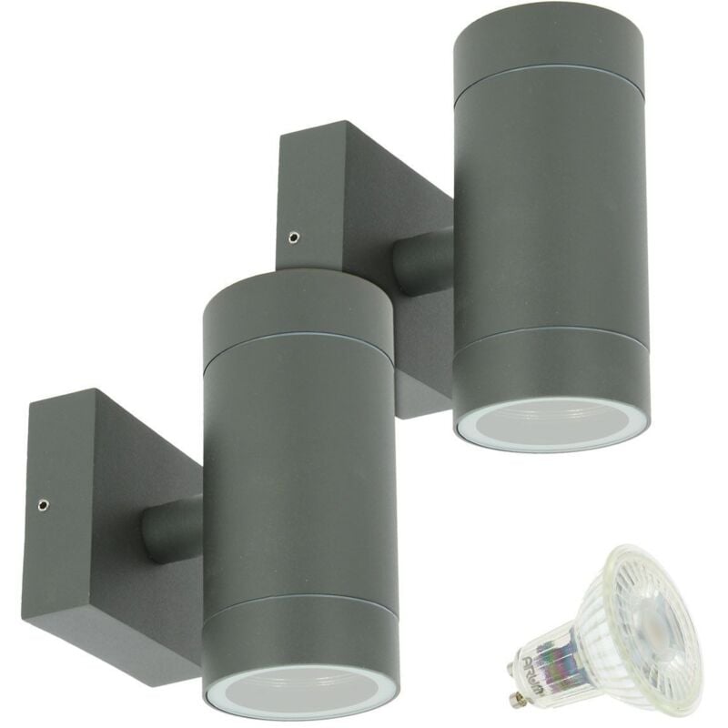 foto del prodotto set 2 applique venice outdoor grigio antracite doppio fascio con 4 lampadine led gu10 5w temp rature de couleur bianco neutro 4000k