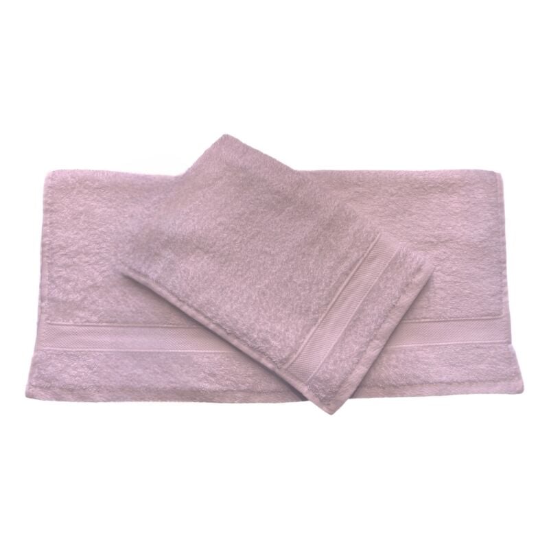 foto del prodotto set 2 asciugamani bagno viso e bidet in 100 spugna di puro cotone in tinta unita dal color malva gloupie