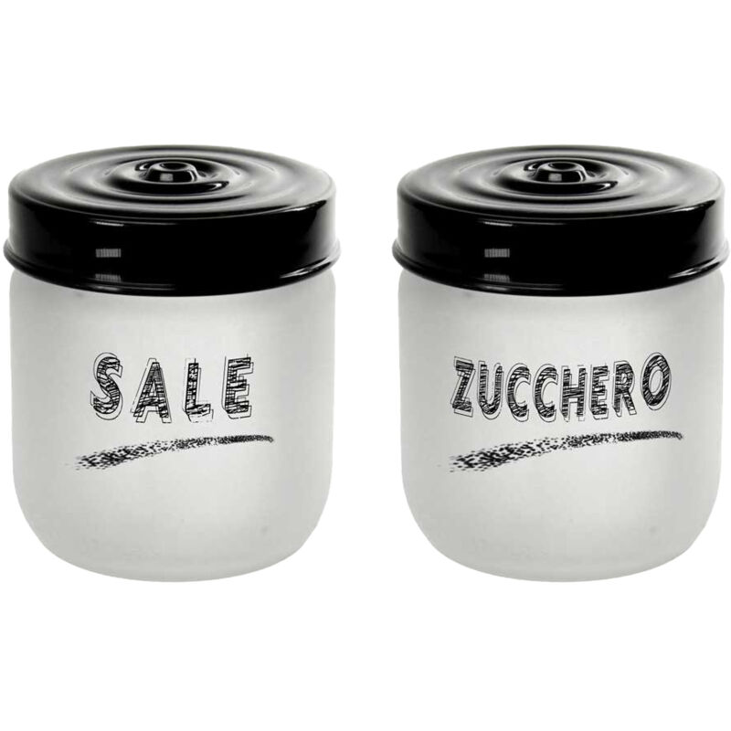 foto del prodotto set 2 barattoli in vetro opaco da 425cc per zucchero e sale top nero maury s